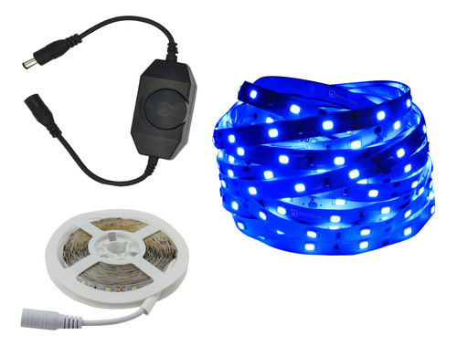 Fita Led Azul 2835 Rolo 5m 300 Leds Fonte Dimmer Interruptor