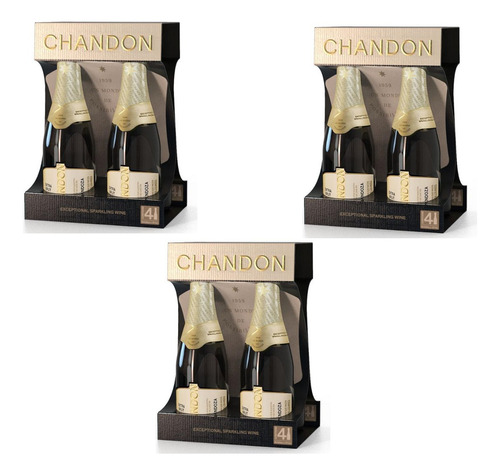 Chandon Extra Brut Mini X 187cc, 3 Pack De 4 Botellas C/u