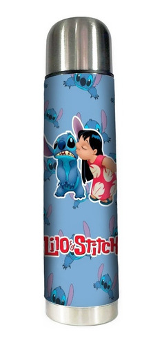 Imagen 1 de 1 de Termo Acero Inoxidable 1 Litro Forrado Cuero Lilo & Stitch