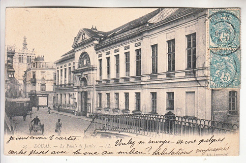 1906 Postal Palacio De Justicia Doaui Paso De Calais Francia