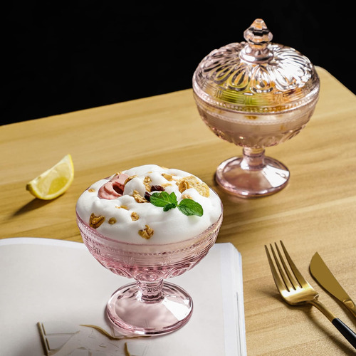 Everest Global Argus Pink Postre Bowl Con Tapa 6 Oz Confeti