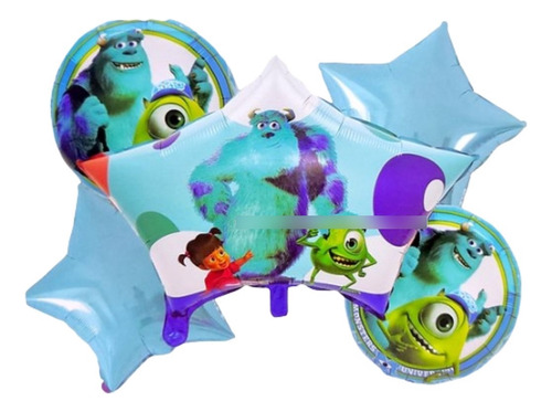 Bouquet 5globos Monster Inc 45cm 3d+4metalizados