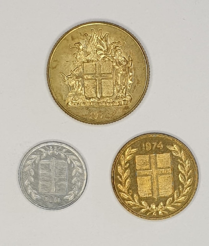 Monedas Mundiales Islandia Set De 3 Monedas Año 1992-1999