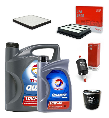 Kit 4 Filtros + 5l Aceite Total 10w40 Chery Tiggo 2.0 Wega