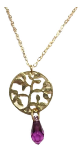 Arbol Tribal C/ Swarovski Y Cadena Oro Laminado 22k