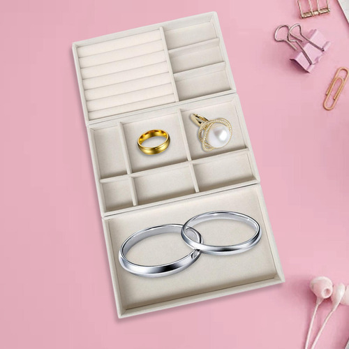 Organizador De Bandejas De Joyería De 3 Piezas, Beige