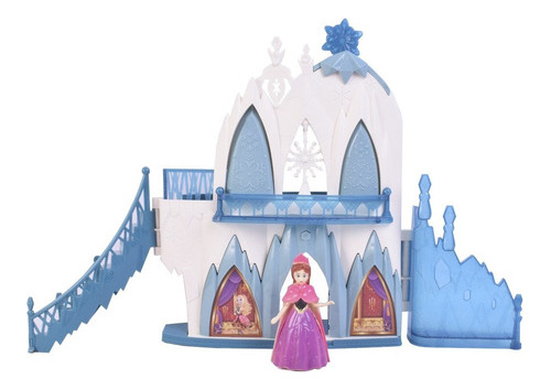 Castillo De Hielo Estilo Princesa Con Luz Y Sonido Color Blanco/Celeste