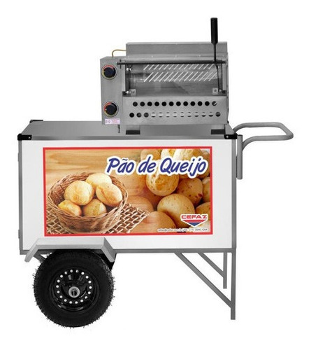 Imagem 1 de 4 de Carrinho De Pão De Queijo Cefaz Branco Com Toldo Reforçado