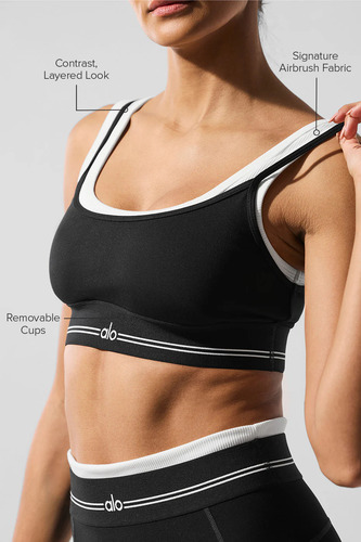 Alo Yoga Corpiño Deportivo Airbrush Better Together Bra Negro Airbrush Better S