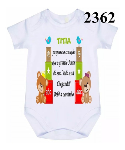 commonplace Break apart trigger Body Bebê Personalizado Titia Bebê A Caminho C 2362 | Parcelamento sem juros