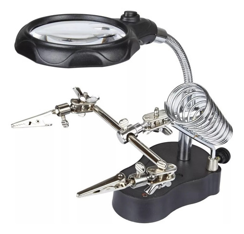Lupa Con Led Pinza Base Para Cautín Reparacion Electrónicos