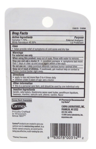 Bálsamo Para Labios Carmex Classisc 0,35 Onzas