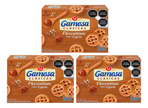 3 Galletas Gamesa Clásicas Florentinas Cajeta 332g