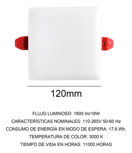 Plafón Cuadrado 18w Luminaria Led Cálido/blanco 3000k/6500k