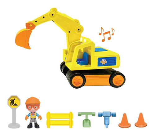 Imagen 4 de 6 de Blippi excavadora 33cm Con Sonido + Muñeco Accesorios Edu