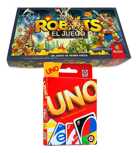 Robots Uno Cartas Juego De Mesa Combo Scarlet Kids