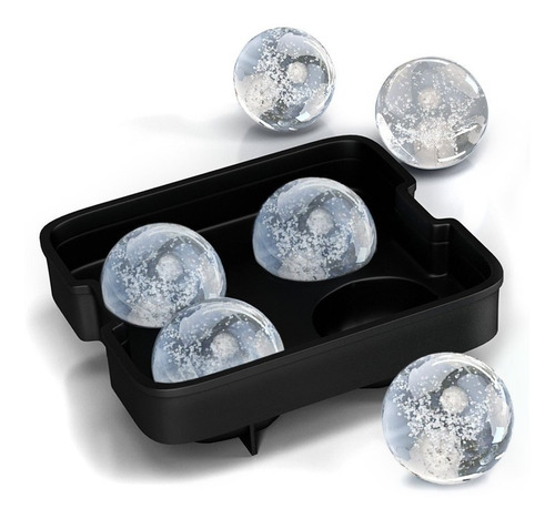 10 Moldes De Silicon Para Hacer 4 Hielos De Esferas Color Negro