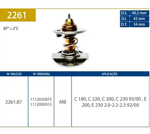 Valvula Termostatica Mercedes C180/ C220/ C230 1993 - 2000