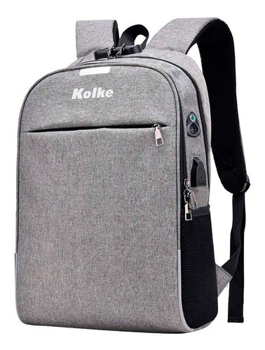 Mochila Anti-robo Con Candado Gris Claro Kolke Kvm-339