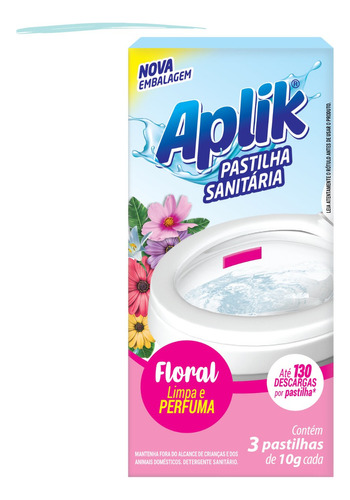 Pastilha Adesiva Pedra Sanitária Floral Aplik Banheiro C/ 3