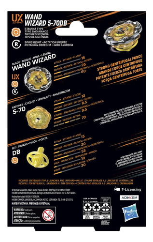 Paquete De Inicio Beyblade X Wand Wizard 5-70 Db Ux Con Laun