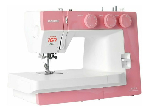 Imagen 2 de 3 de Máquina de coser recta Janome Edición Aniversario 1522PG portable blanca y rosa 220V