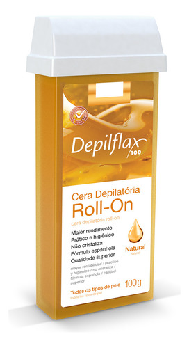 Depilflax Cera Depilatória Roll On Refil 100g - Natural
