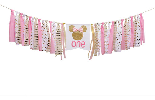 Pancarta De Cumpleaños De Minnie Mouse Rosa Y Dorada, Pancar