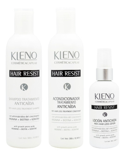 Kleno Hair Resist Shampoo Acondicionador Loción Anticaída 