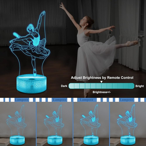 Lampeez Kids 3d Ballerina Night Light Ballet Dancer Optical 