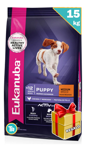 Eukanuba Cachorro Razas Medias 15kg  + Dentalstix + Envío 