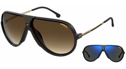 Lentes Sol Carrera Changer65 Icons Special Edition 67mm Suns Color de la lente Café / Azul flash Color de la varilla Dorado/Negro Color del armazón Shiny Black/Gold/Brown-Blue Flash 807/HA