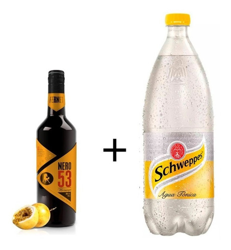 Fernet Nero 53 Maracuya + Schweppes Tonica 1.5 Litros.