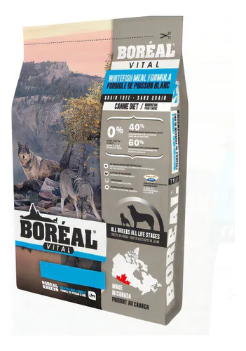 Alimento Boreal Vital Whitefish Harina de pescado blanco Vital para todas las razas, sin cereales para perro todas las edades todos los tamaños sabor pescado de 11.3 kg