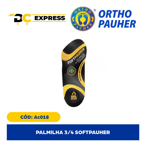 Palmilha 3/4 Suporte Sustentação Arco Masculina Softpauher