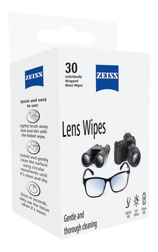30 Toallas Húmedas Zeiss Lens Wipes Tejido Microfino Lentes