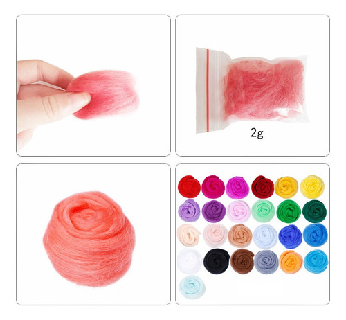 Juego De 25 Colores Kit De Fieltro De Aguja Kit De Inicio De