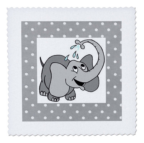 3drose Adorable Elefante Bebe Lunar Gris Blanco Cuadrado 6.0