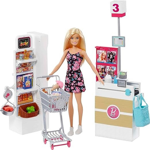 Barbie Supermercado Frp01, Muñeca Rubia 32 Cm Mattel