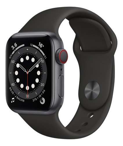 Apple Watch (GPS+Cellular) Series 6 display de 1.575" con correa de fluoroelastómero color negro y caja color gris espacial - Bueno (Reacondicionado)