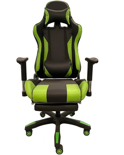 Silla Pc Gamer 06 Verde 2 Almohadones/apoyapies Envio Gratis