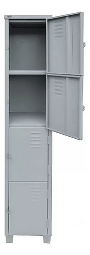 Armário De Aço Roupeiro Academia 04 Portas Locker Cor Cinza