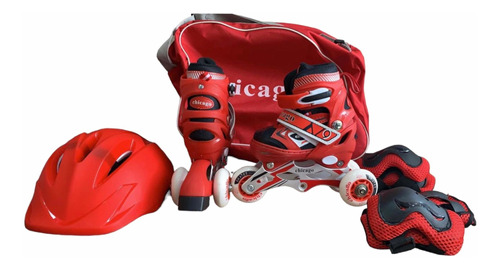 Patines Chicago Ajustables 25-28 Niño + Casco + Protecciones