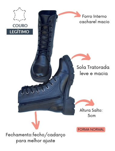 Imagem 6 de 7 de Coturno Bota Tratorada Plataforma Blogueira Couro Legítimo