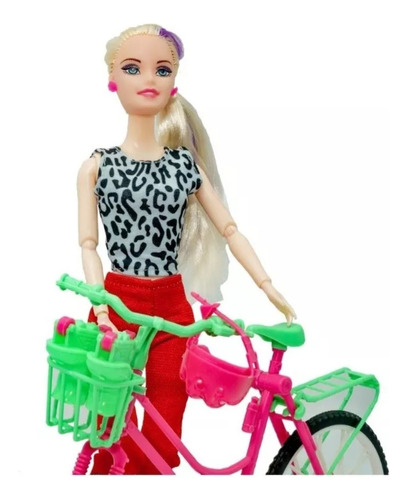 Boneca Musical C/ Bicicleta + Acessórios Tipo Barbie Promo