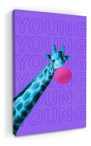 Cuadros Popart Tipo Oleo En Canvas Artistíco Color Get-high-by-being-young.-repeat-yourself-you-are-modernity-every-day.-curious-blue-giraffe-in-m