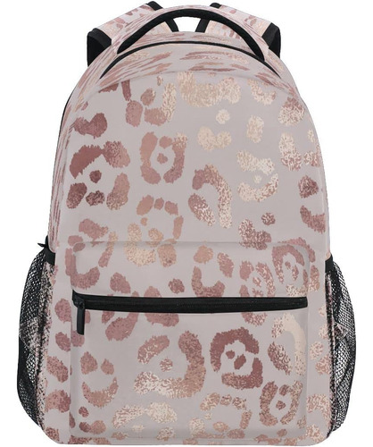 Mochila Escolar Mochila Bolsa Viaje Estampado Leopardo Oro Y