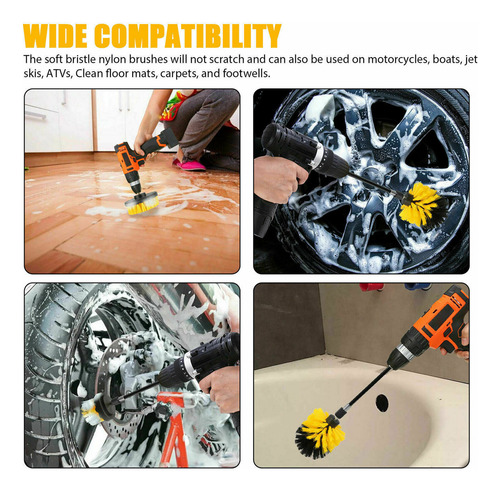 Kit De Brochas Para Lavar Coches, Taladro Automático, 4 Piez