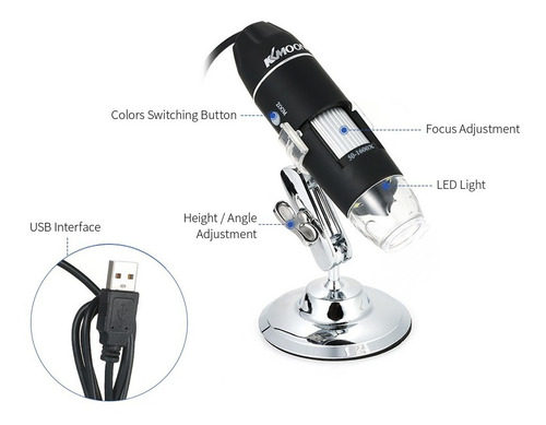 Microscopio Digital Kkmoon Con Aumento De 1600x Y Cable Usb