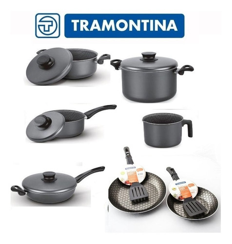 Set X7 Tramontina Teflon Paris Cacerola Guisera Jarro Sarten